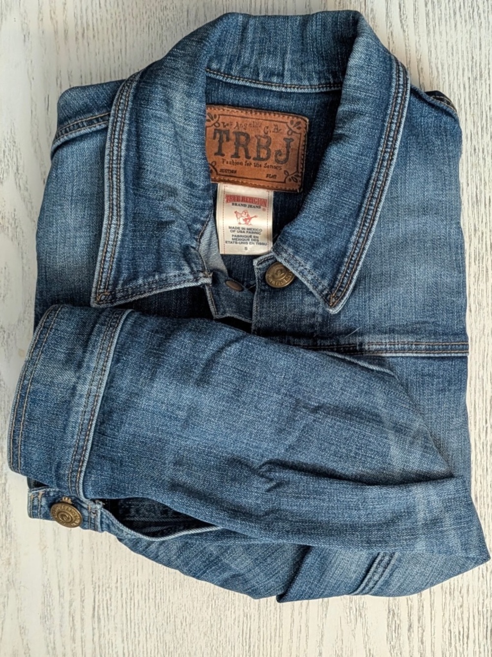 True Religion Kyle Phoenix Pony Express Pleated Denim Jacket Size S